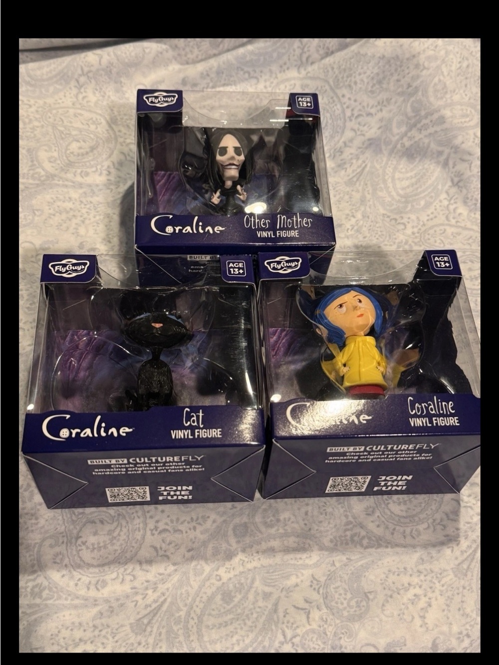 Coraline Vinyl Figure Set - Coraline, Cat & Other Mother - Blue/Black/Yellow